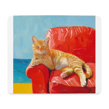 Chat, motif chat, pop art, cadeau, idée cadeau - Tapis de souris (format paysage) - blanc - Devant