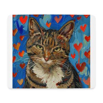 Chat, motif chat, pop art, cadeau, idée cadeau - Tapis de souris (format paysage) - blanc - Devant