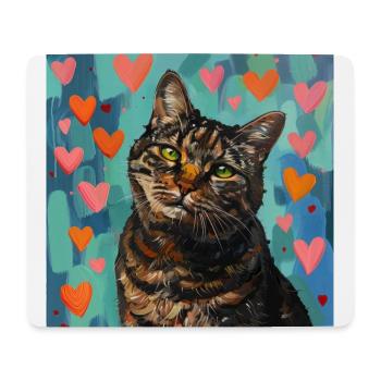 Chat, motif chat, pop art, cadeau, idée cadeau - Tapis de souris (format paysage) - blanc - Devant