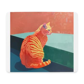Chat, motif chat, pop art, cadeau, idée cadeau - Tapis de souris (format paysage) - blanc - Devant