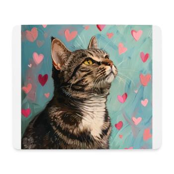 Chat, motif chat, pop art, cadeau, idée cadeau - Tapis de souris (format paysage) - blanc - Devant