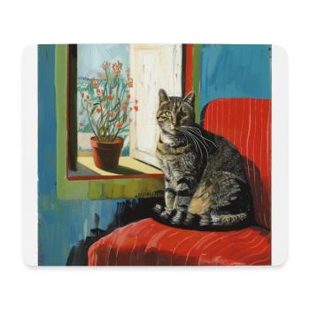 Chat, motif chat, pop art, cadeau, idée cadeau - Tapis de souris (format paysage) - blanc - Devant