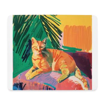 Chat, motif chat, pop art, cadeau, idée cadeau - Tapis de souris (format paysage) - blanc - Devant
