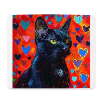Chat, motif chat, pop art, cadeau, idée cadeau - Tapis de souris (format paysage) - blanc - Devant