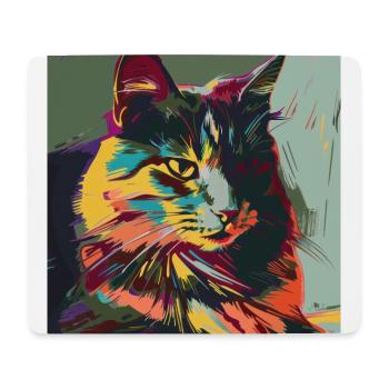 Chat, motif chat, pop art, cadeau, idée cadeau - Tapis de souris (format paysage) - blanc - Devant