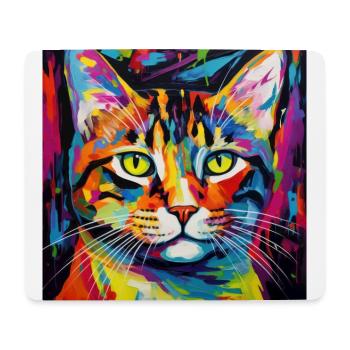 Chat, motif chat, pop art, cadeau, idée cadeau - Tapis de souris (format paysage) - blanc - Devant