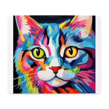 Chat, motif chat, pop art, cadeau, idée cadeau - Tapis de souris (format paysage) - blanc - Devant