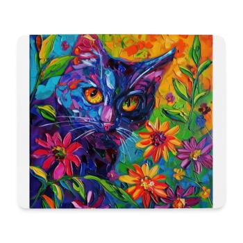 Katze, katzenmotiv, blumen, geschenk, geschenkidee - Mousepad (Querformat) - Weiß - Vorne