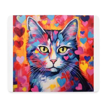 Katze, katzenmotiv, herz, geschenk, geschenkideen - Mousepad (Querformat) - Weiß - Vorne