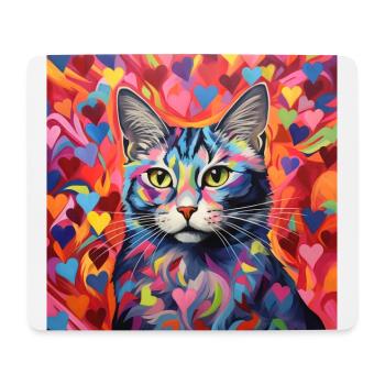 Katze, katzenmotiv, herz, geschenk, geschenkideen - Mousepad (Querformat) - Weiß - Vorne