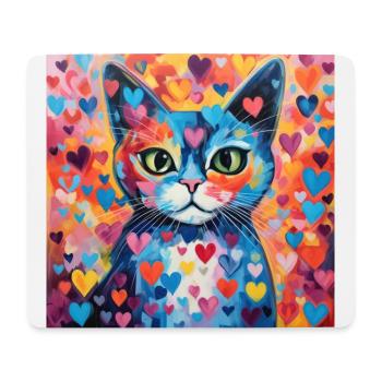 Katze, katzenmotiv, herz, geschenk, geschenkideen - Mousepad (Querformat) - Weiß - Vorne