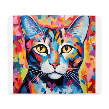 Katze, katzenmotiv, bunt, geschenk, geschenkideen - Mousepad (Querformat) - Weiß - Vorne