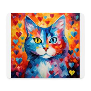 Katze, katzenmotiv, herz, geschenk, geschenkideen - Mousepad (Querformat) - Weiß - Vorne