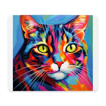 Chat, motif chat, pop art, cadeau, idée cadeau - Tapis de souris (format paysage) - blanc - Devant