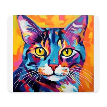 Chat, motif chat, pop art, cadeau, idée cadeau - Tapis de souris (format paysage) - blanc - Devant