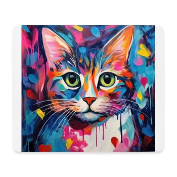 Chat, motif chat, pop art, cadeau, idée cadeau - Tapis de souris (format paysage) - blanc - Devant