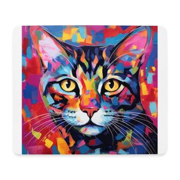 Chat, motif chat, pop art, cadeau, idée cadeau - Tapis de souris (format paysage) - blanc - Devant