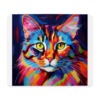 Katze, katzenmotiv, bunt, geschenk, geschenkideen - Mousepad (Querformat) - Weiß - Vorne