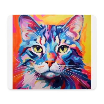 Chat, motif chat, pop art, cadeau, idée cadeau - Tapis de souris (format paysage) - blanc - Devant
