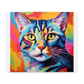 Chat, motif chat, pop art, cadeau, idée cadeau - Tapis de souris (format paysage) - blanc - Devant