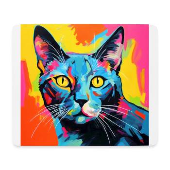 Chat, motif chat, pop art, cadeau, idée cadeau - Tapis de souris (format paysage) - blanc - Devant