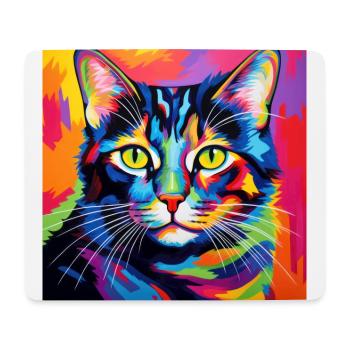 Chat, motif chat, pop art, cadeau, idée cadeau - Tapis de souris (format paysage) - blanc - Devant