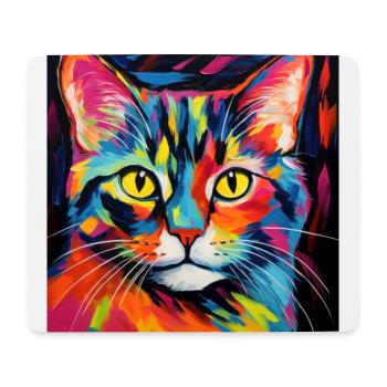 Chat, motif chat, pop art, cadeau, idée cadeau - Tapis de souris (format paysage) - blanc - Devant