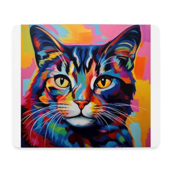 Chat, motif chat, pop art, cadeau, idée cadeau - Tapis de souris (format paysage) - blanc - Devant