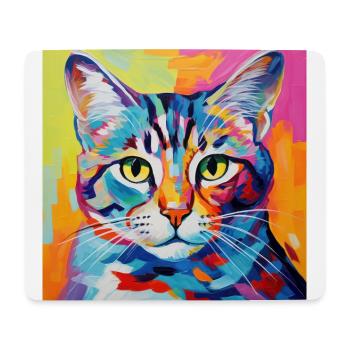 Chat, motif chat, pop art, cadeau, idée cadeau - Tapis de souris (format paysage) - blanc - Devant