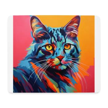 Chat, motif chat, pop art, cadeau, idée cadeau - Tapis de souris (format paysage) - blanc - Devant
