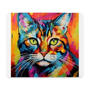 Chat, motif chat, pop art, cadeau, idée cadeau - Tapis de souris (format paysage) - blanc - Devant