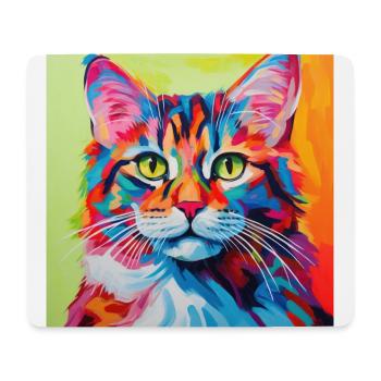 Chat, motif chat, pop art, cadeau, idée cadeau - Tapis de souris (format paysage) - blanc - Devant