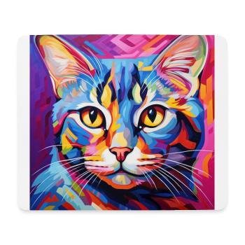 Chat, motif chat, pop art, cadeau, idée cadeau - Tapis de souris (format paysage) - blanc - Devant