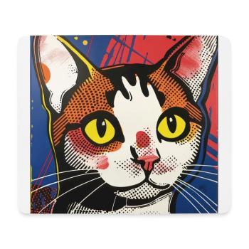 chat, motif de chat, bande dessinée, cadeau, idées cadeaux - Tapis de souris (format paysage) - blanc - Devant