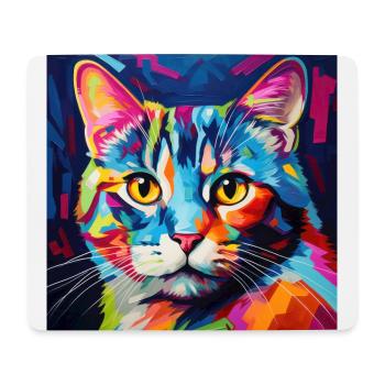Chat, motif chat, pop art, cadeau, idée cadeau - Tapis de souris (format paysage) - blanc - Devant