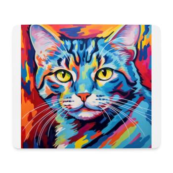 Chat, motif chat, pop art, cadeau, idée cadeau - Tapis de souris (format paysage) - blanc - Devant
