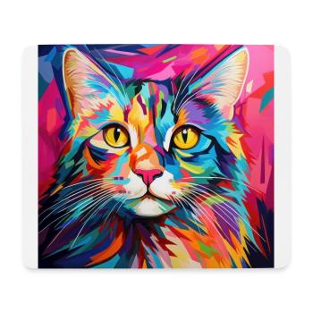 Chat, motif chat, pop art, cadeau, idée cadeau - Tapis de souris (format paysage) - blanc - Devant
