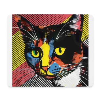 chat, motif de chat, bande dessinée, cadeau, idées cadeaux - Tapis de souris (format paysage) - blanc - Devant