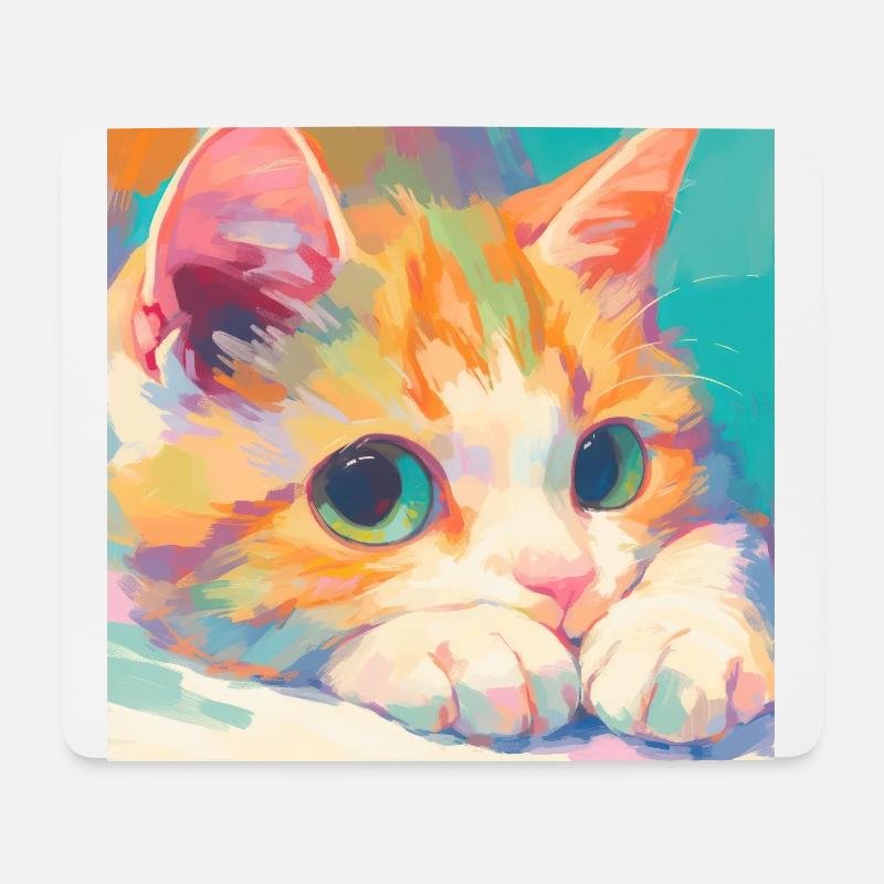 Cat, Cat Motif - Mouse Pad (horizontal) - white