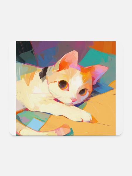 Cat, Cat Motif - Mouse Pad (horizontal) - white