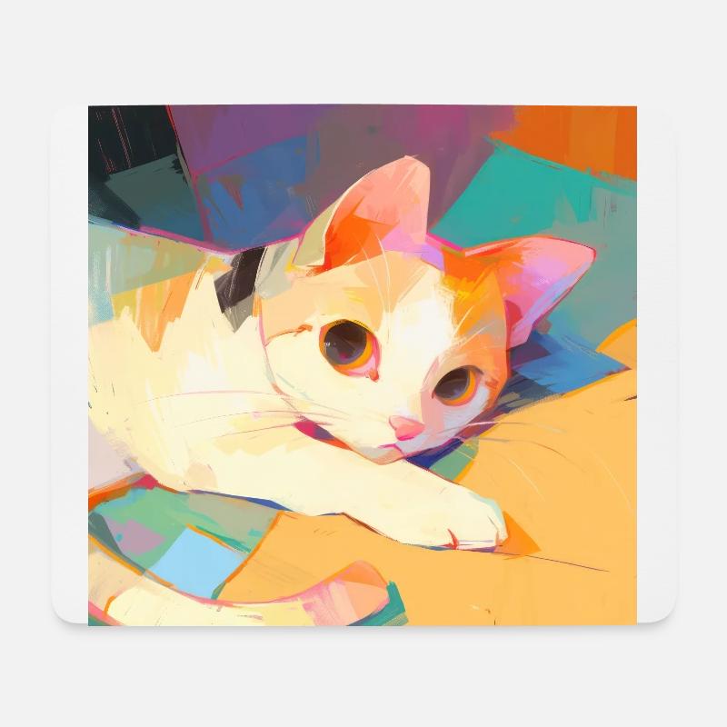 Cat, Cat Motif - Mouse Pad (horizontal) - white
