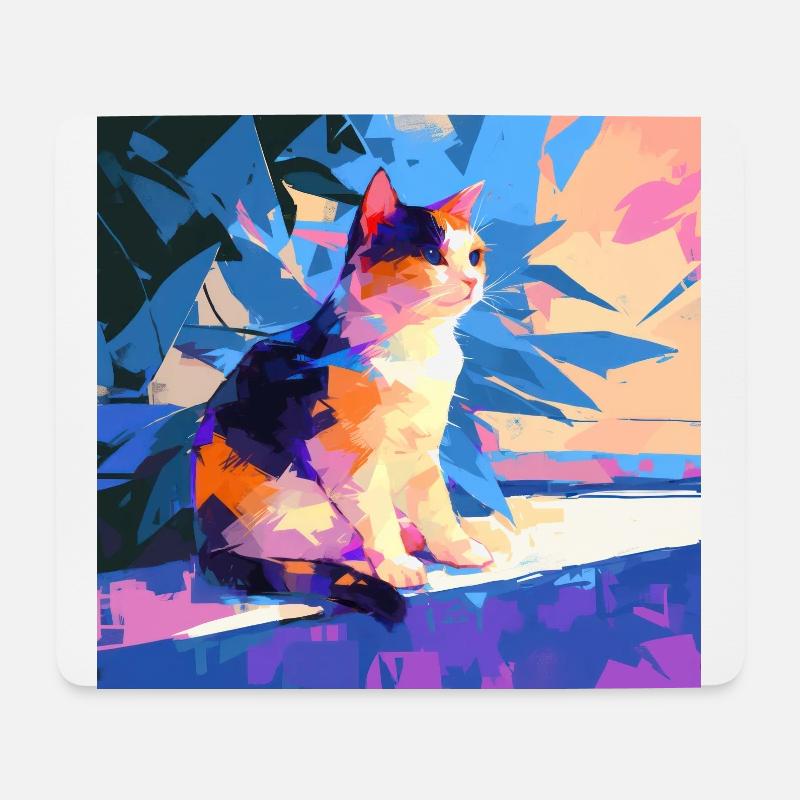Cat, Cat Motif - Mouse Pad (horizontal) - white