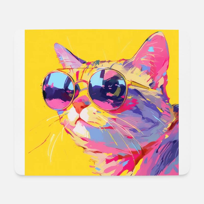 Cat, Cat Motif - Mouse Pad (horizontal) - white