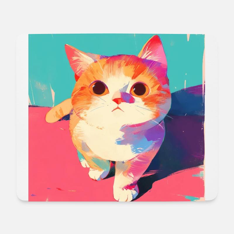 Cat, Cat Motif - Mouse Pad (horizontal) - white