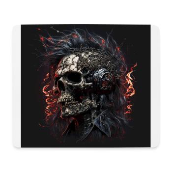 Cyborg Zombie Schädel Disc Jockey - Mousepad (Querformat) - Weiß - Vorne
