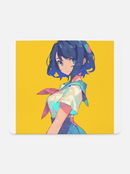 anime, schulmädchen, waifu, japan - Mousepad (Querformat) - Weiß