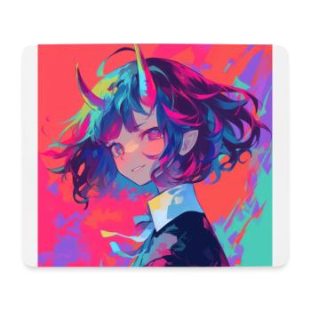 anime, demon girl, waifu, japan - Mousepad (Querformat) - Weiß - Vorne