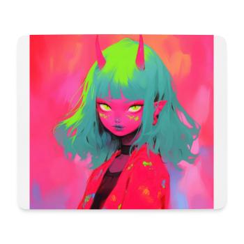 anime, demon girl, waifu, japan - Mousepad (Querformat) - Weiß - Vorne