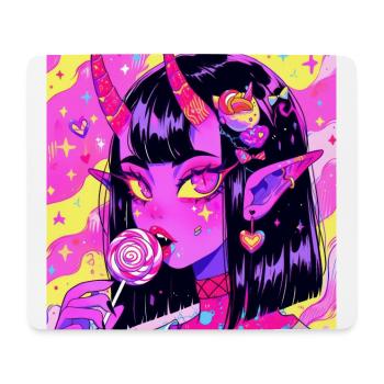 anime, demon girl, waifu, japan - Mousepad (Querformat) - Weiß - Vorne