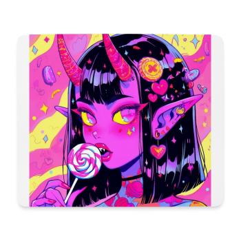 anime, demon girl, waifu, japan - Mousepad (Querformat) - Weiß - Vorne